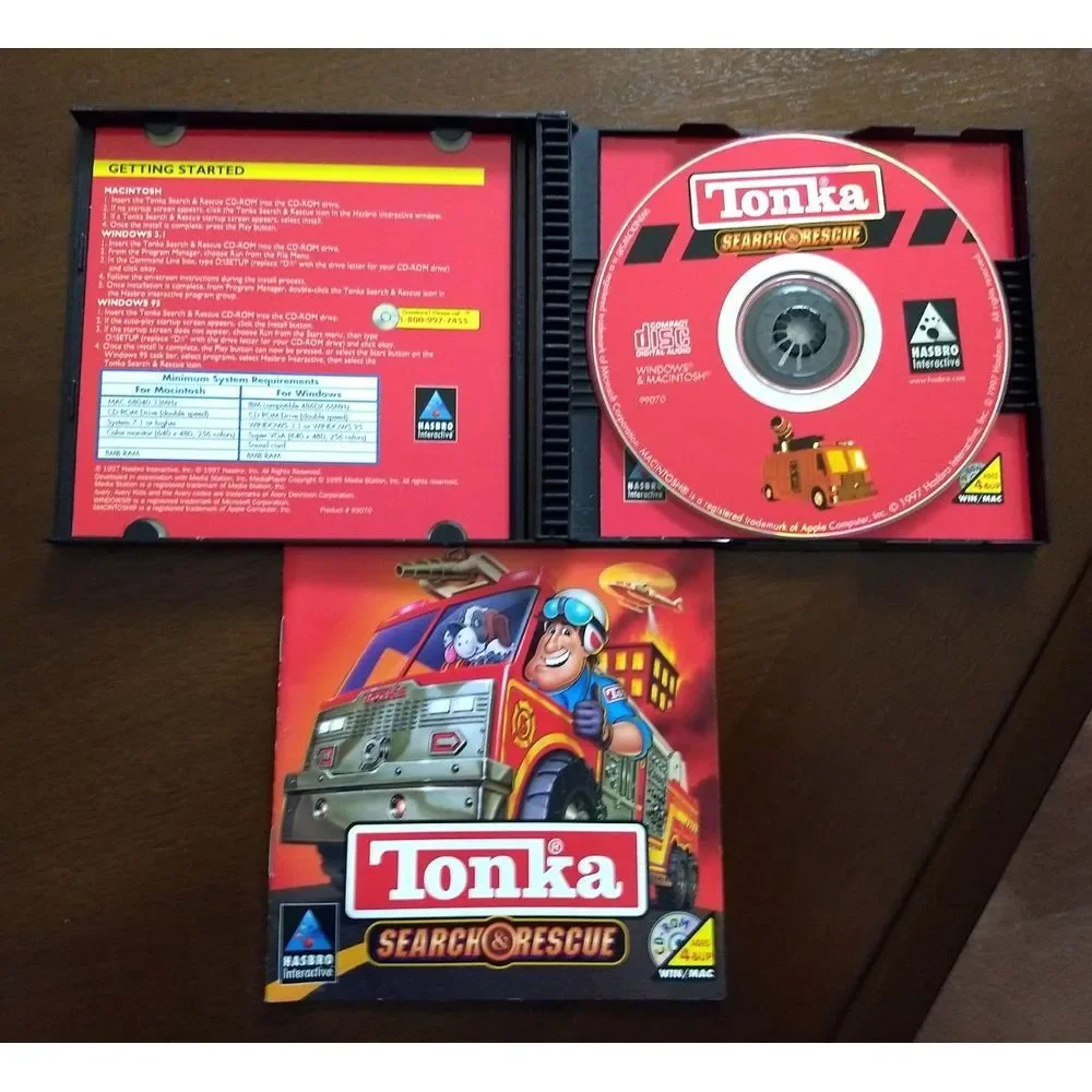 TONKA CD-ROM PC GAME Lot 3 - WORKSHOP RACEWAY SEARCH & RESCUE Hasbro Interactive